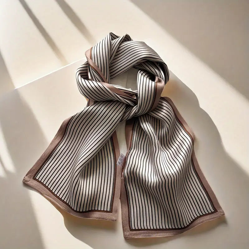 Vintage Dual-Sided Long Scarf – Soft Luxe Feel with Classic Striped Design