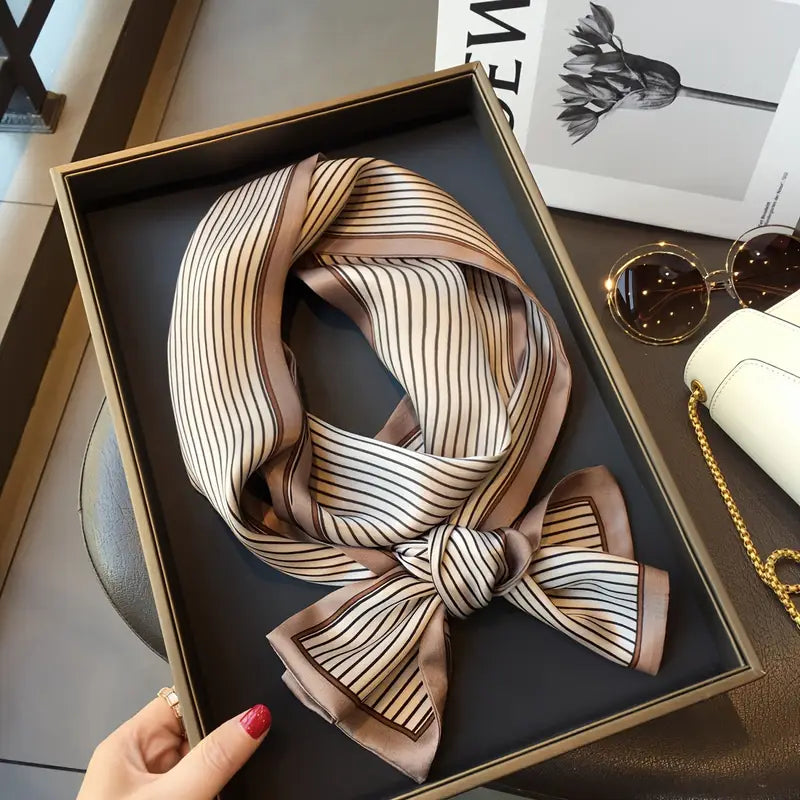 Vintage Dual-Sided Long Scarf – Soft Luxe Feel with Classic Striped Design