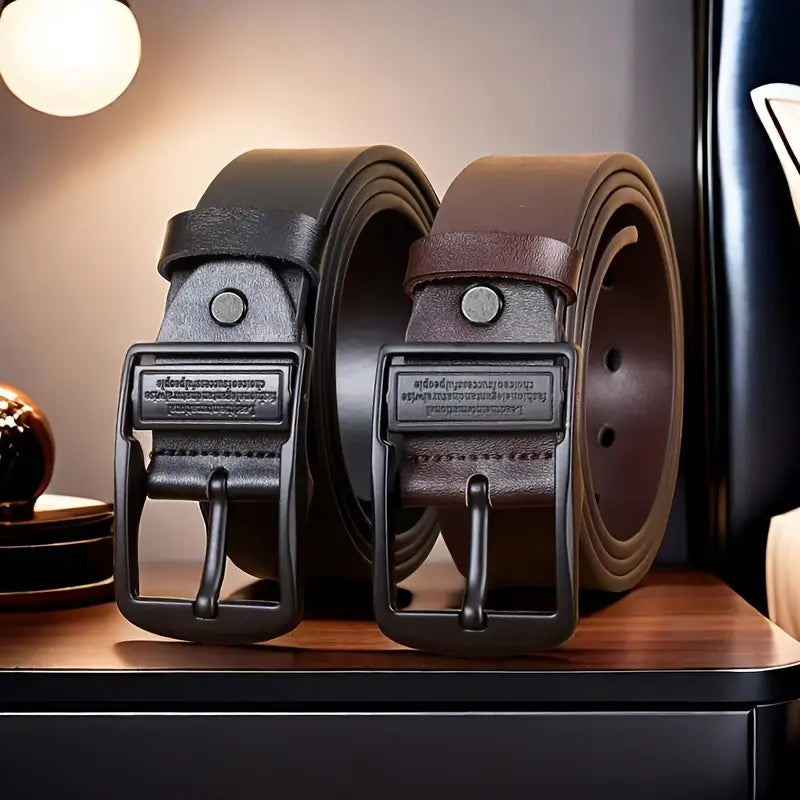 Premium Leather Belt – Funky Black Design with Alloy Buckle