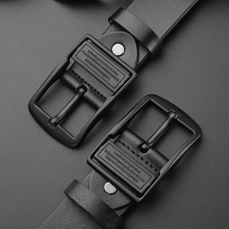 Premium Leather Belt – Funky Black Design with Alloy Buckle