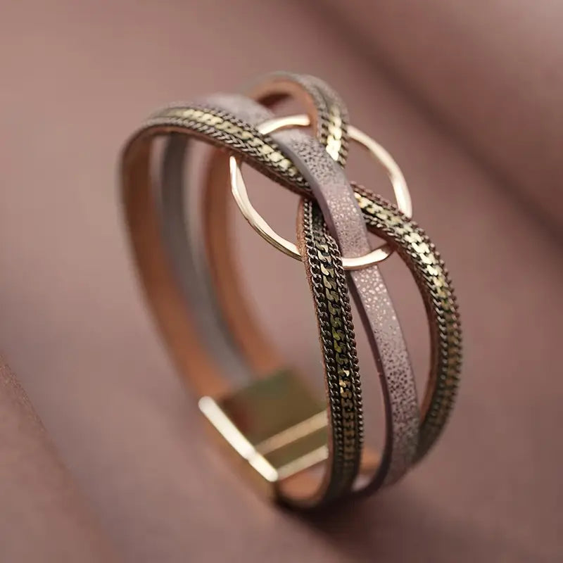 Minimalist PU Leather Bracelet – Magnetic Closure