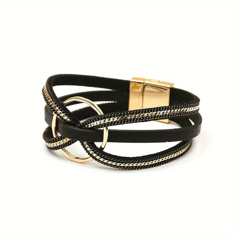 Minimalist PU Leather Bracelet – Magnetic Closure