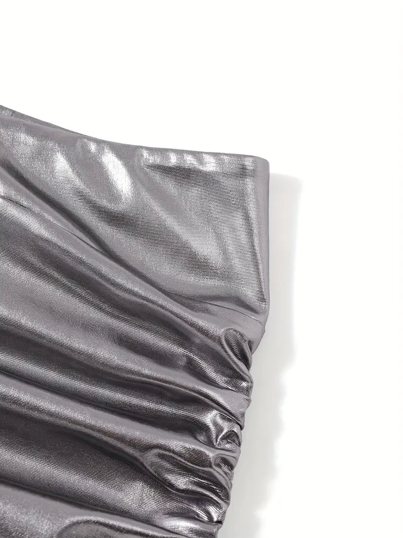 Women's Metallic Faux Leather Mini Skirt